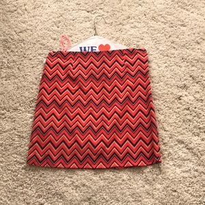 Navy and orange striped chevron skirt